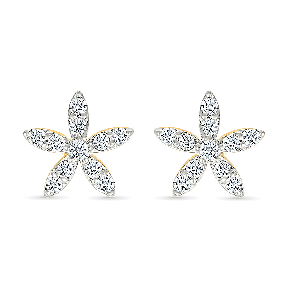Flower Petals Diamond Studs Earrings