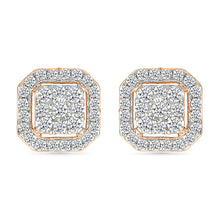 Edged Diamond Cluster Studs Earrings
