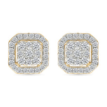 Edged Diamond Cluster Studs Earrings