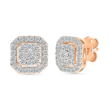 Edged Diamond Cluster Studs Earrings