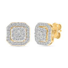 Edged Diamond Cluster Studs Earrings