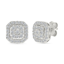 Edged Diamond Cluster Studs Earrings
