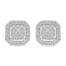 Edged Diamond Cluster Studs Earrings
