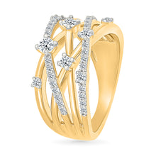 Gold Weave Shining Diamond Ring
