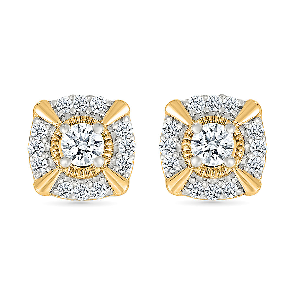 Cubic Halo Studs Earrings