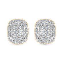 Square Labgrown  Gold & Diamond Earrings