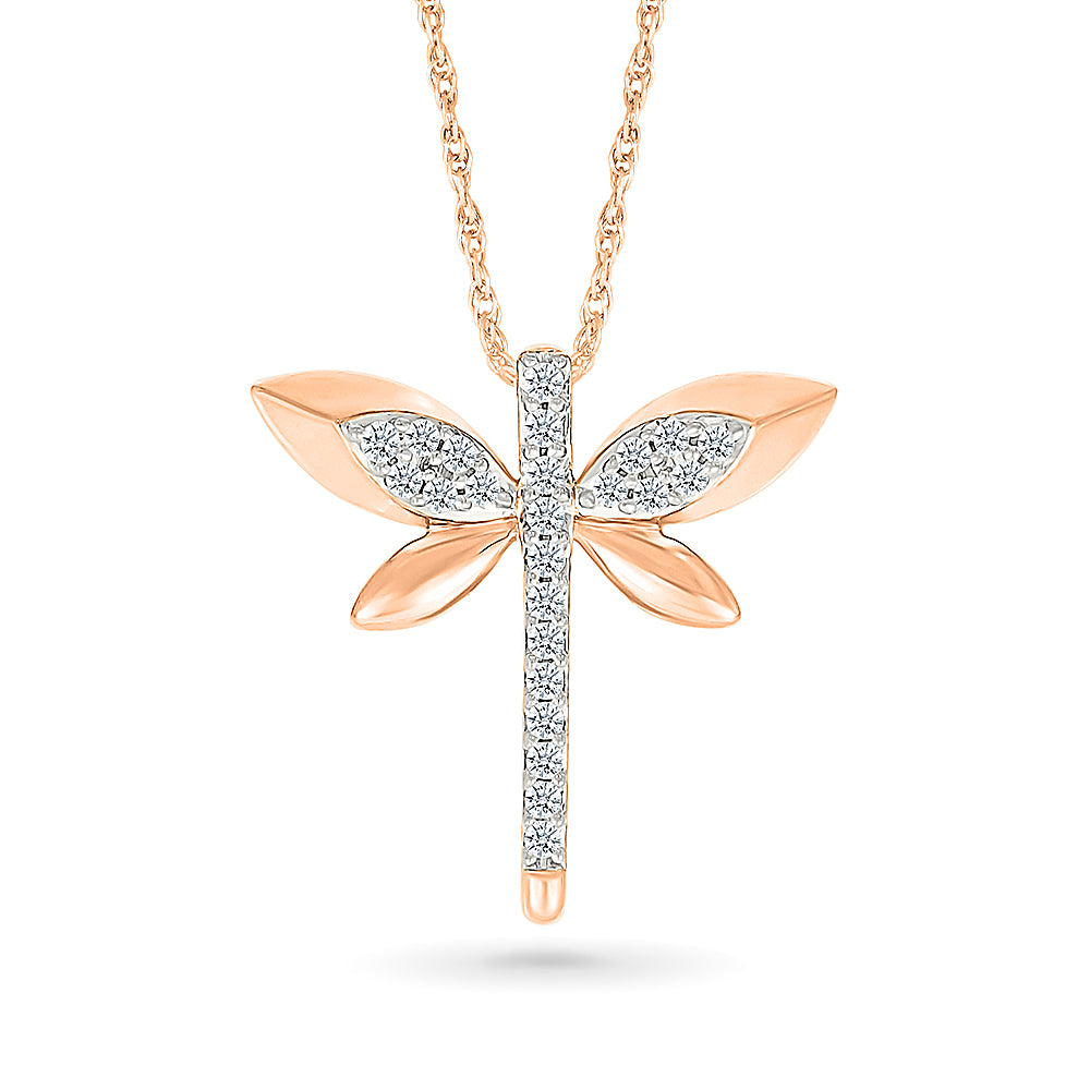 Gilded Dragonfly Diamond Pendant
