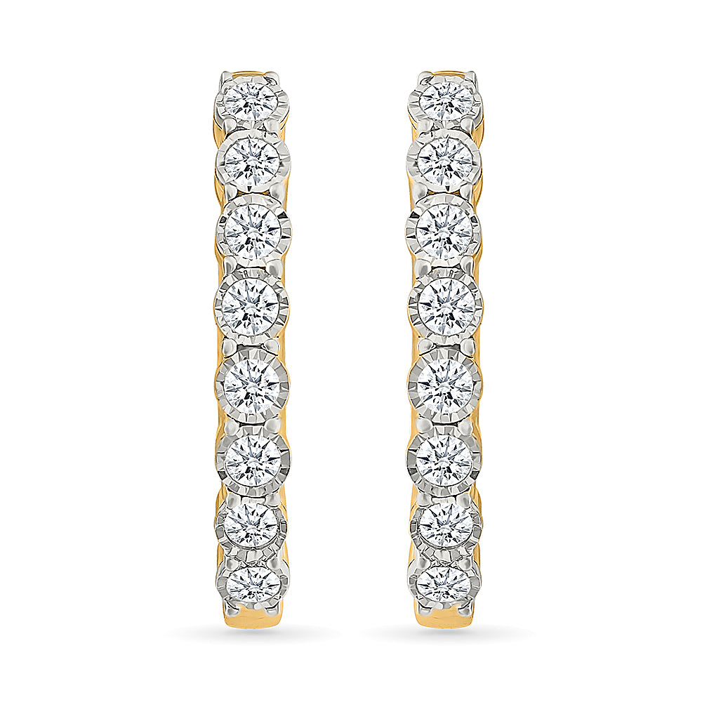 Bubbly Chunky Gold & Diamond Hoops Earrings