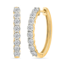 Bubbly Chunky Gold & Diamond Hoops Earrings