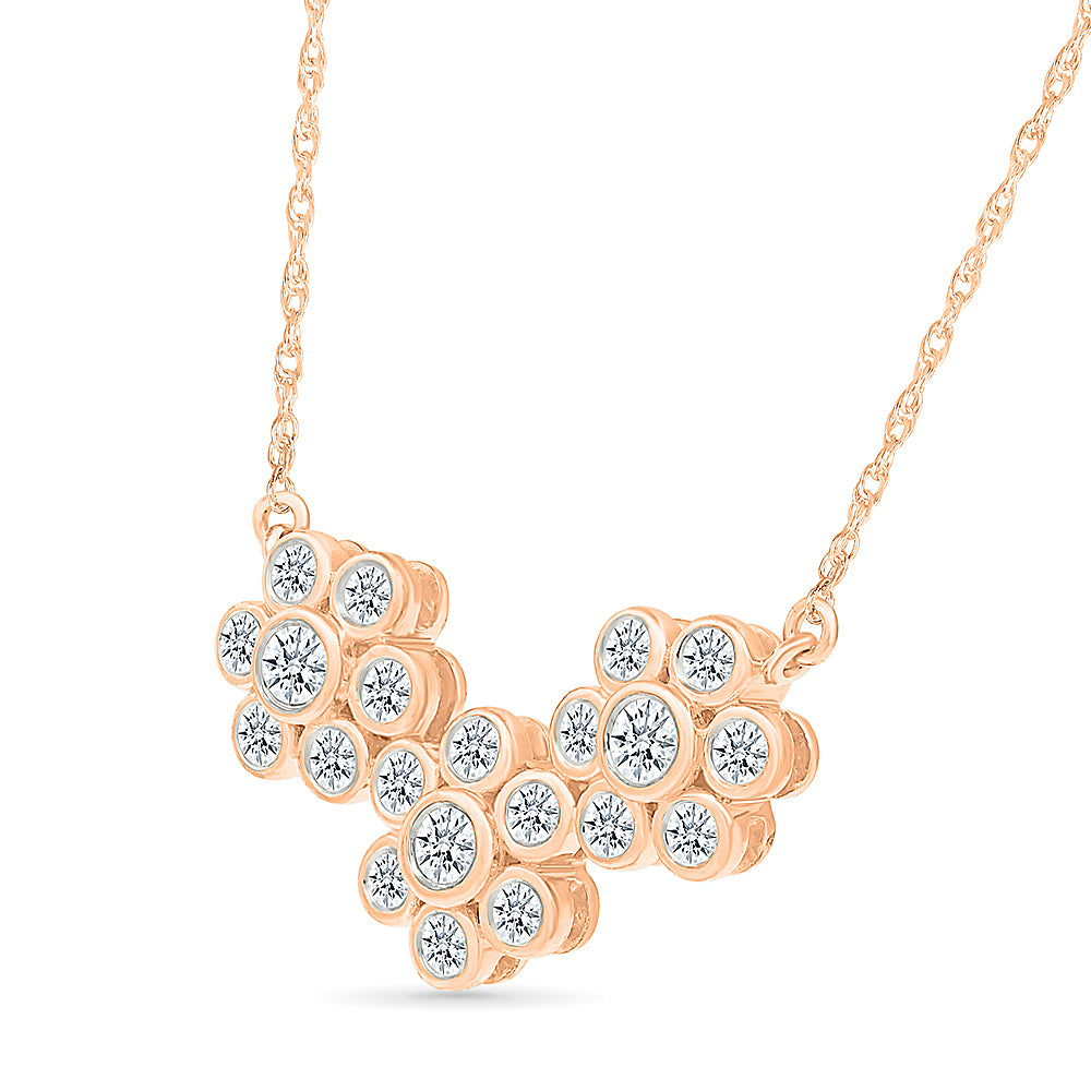Three Flower Diamond Necklace