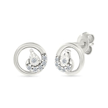 Circle Diamond Stud Earrings