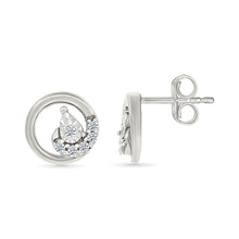Circle Diamond Stud Earrings