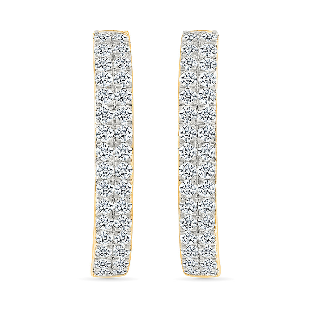 Dangle Elegant Linear Gold & Diamond Earrings