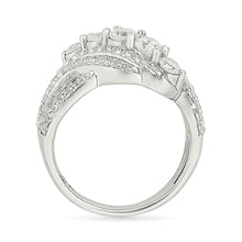 Leaf Crossover Diamond Ring