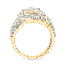 Leaf Crossover Diamond Ring