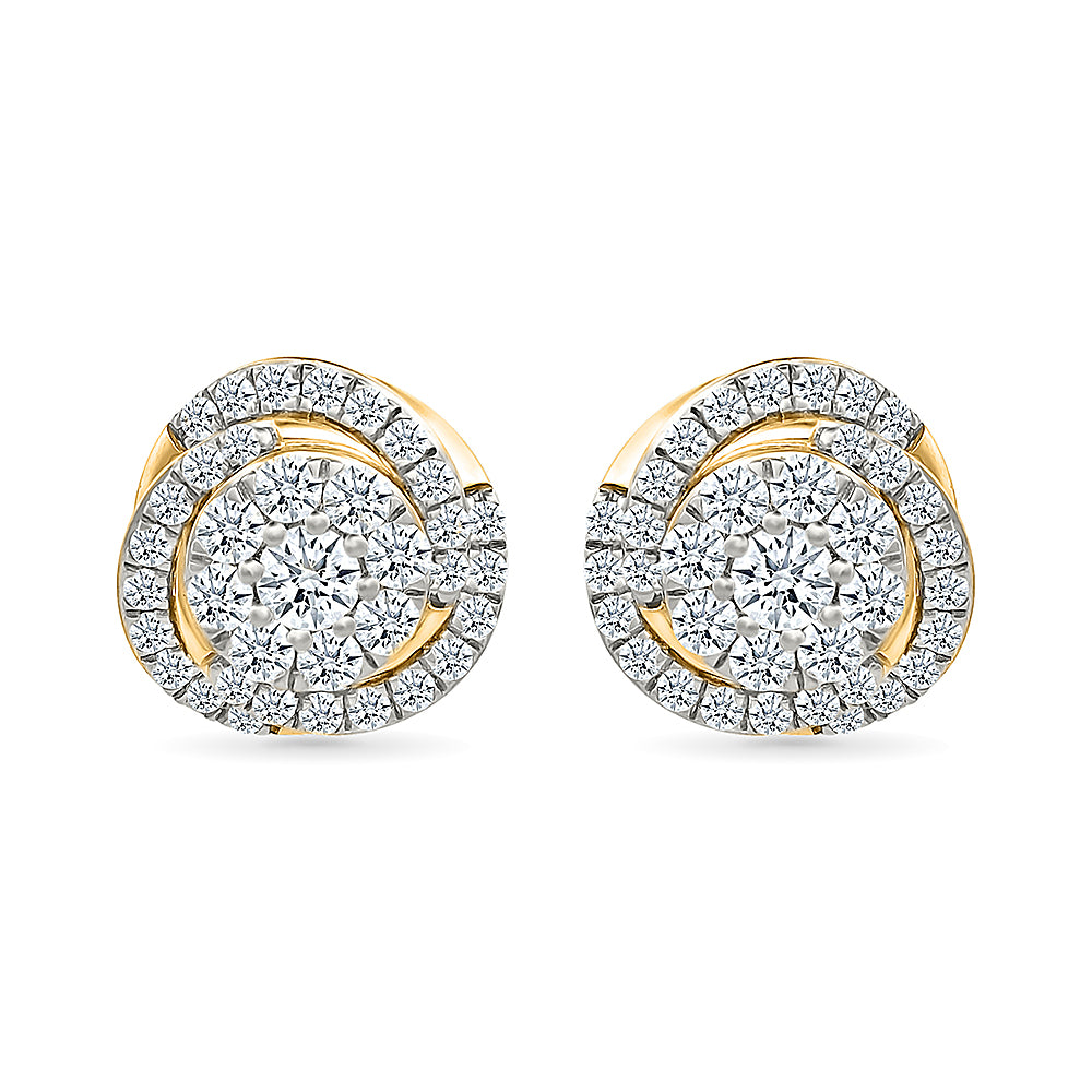 Lila Gold & Diamond Studs Earrings