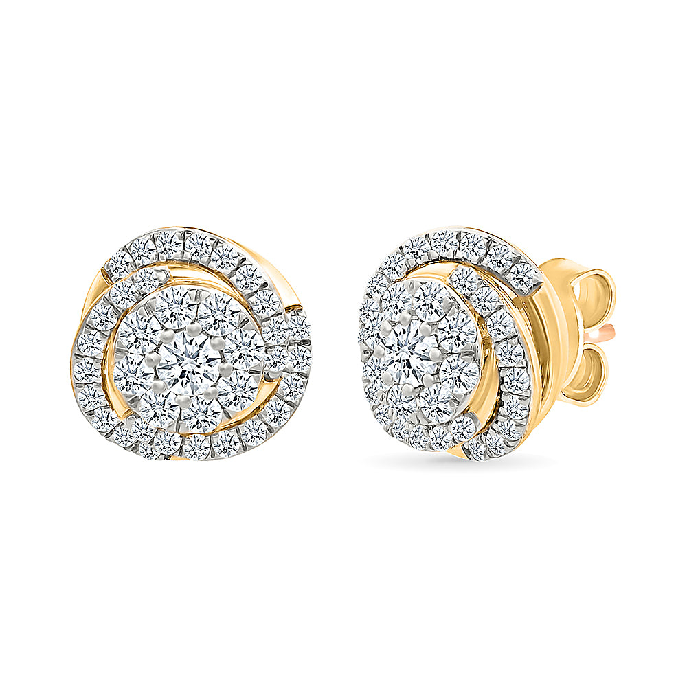 Lila Gold & Diamond Studs Earrings