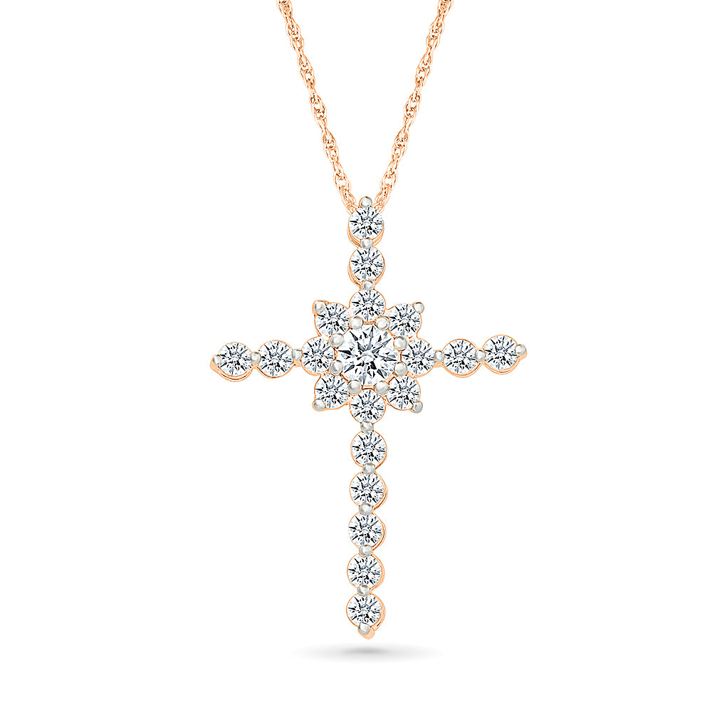 Dazzling Gold & Diamond Cross Pendant