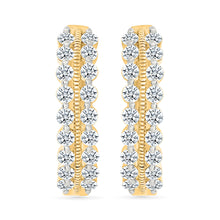 Shinning Diva Gold & Diamonds Hoops Earrings