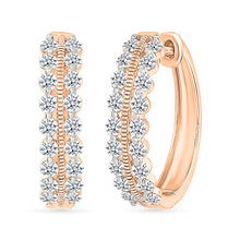 Shinning Diva Gold & Diamonds Hoops Earrings