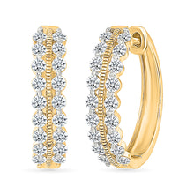 Shinning Diva Gold & Diamonds Hoops Earrings