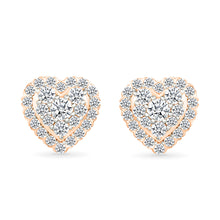 Double Halo Heart Diamond Earrings