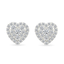 Double Halo Heart Diamond Earrings