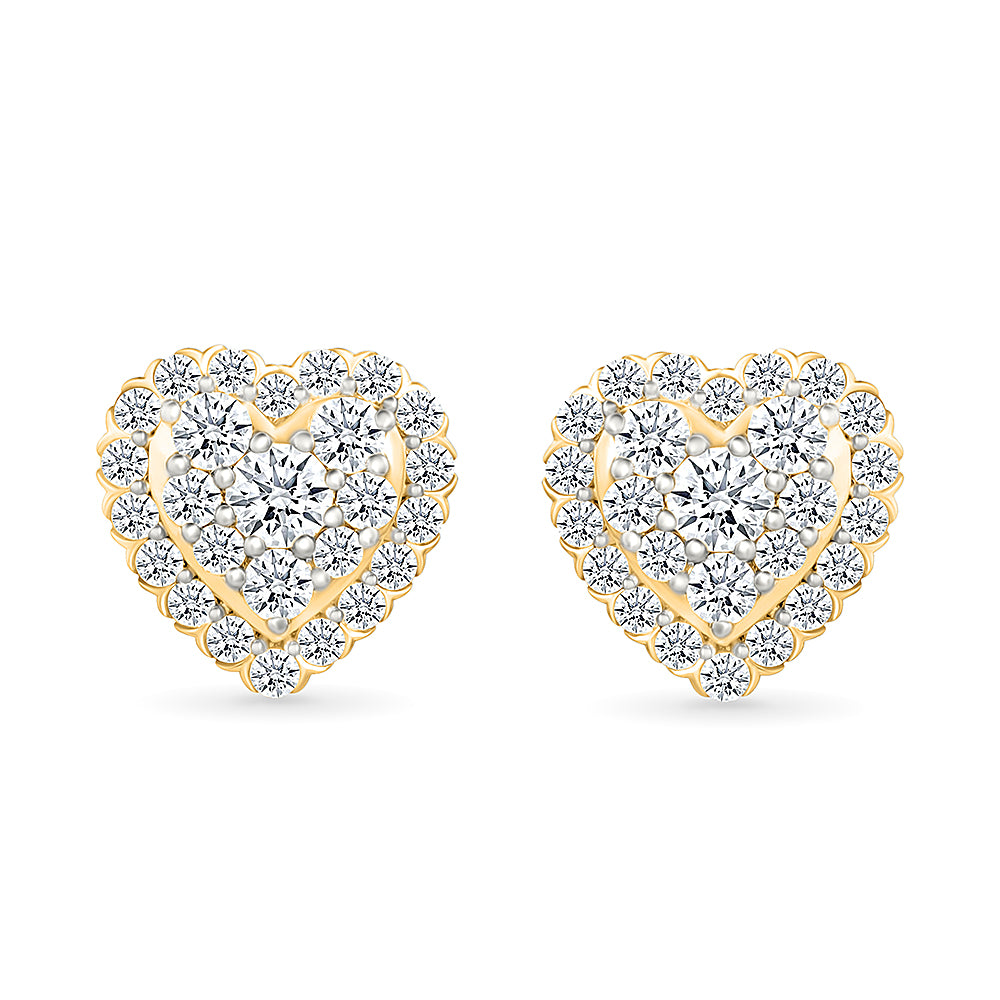 Double Halo Heart Diamond Earrings