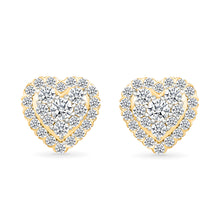 Double Halo Heart Diamond Earrings