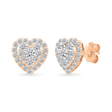 Double Halo Heart Diamond Earrings