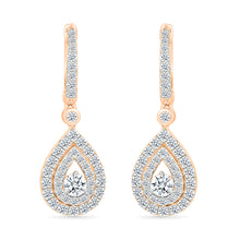 Oval Gold & Diamond Dangling Earrings