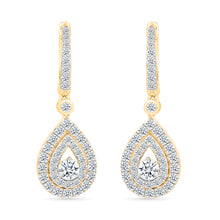 Oval Gold & Diamond Dangling Earrings
