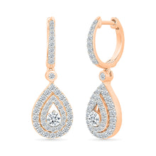 Oval Gold & Diamond Dangling Earrings