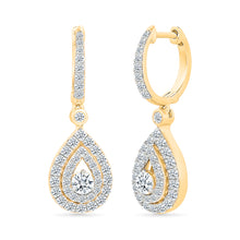 Oval Gold & Diamond Dangling Earrings