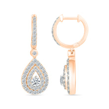 Oval Gold & Diamond Dangling Earrings