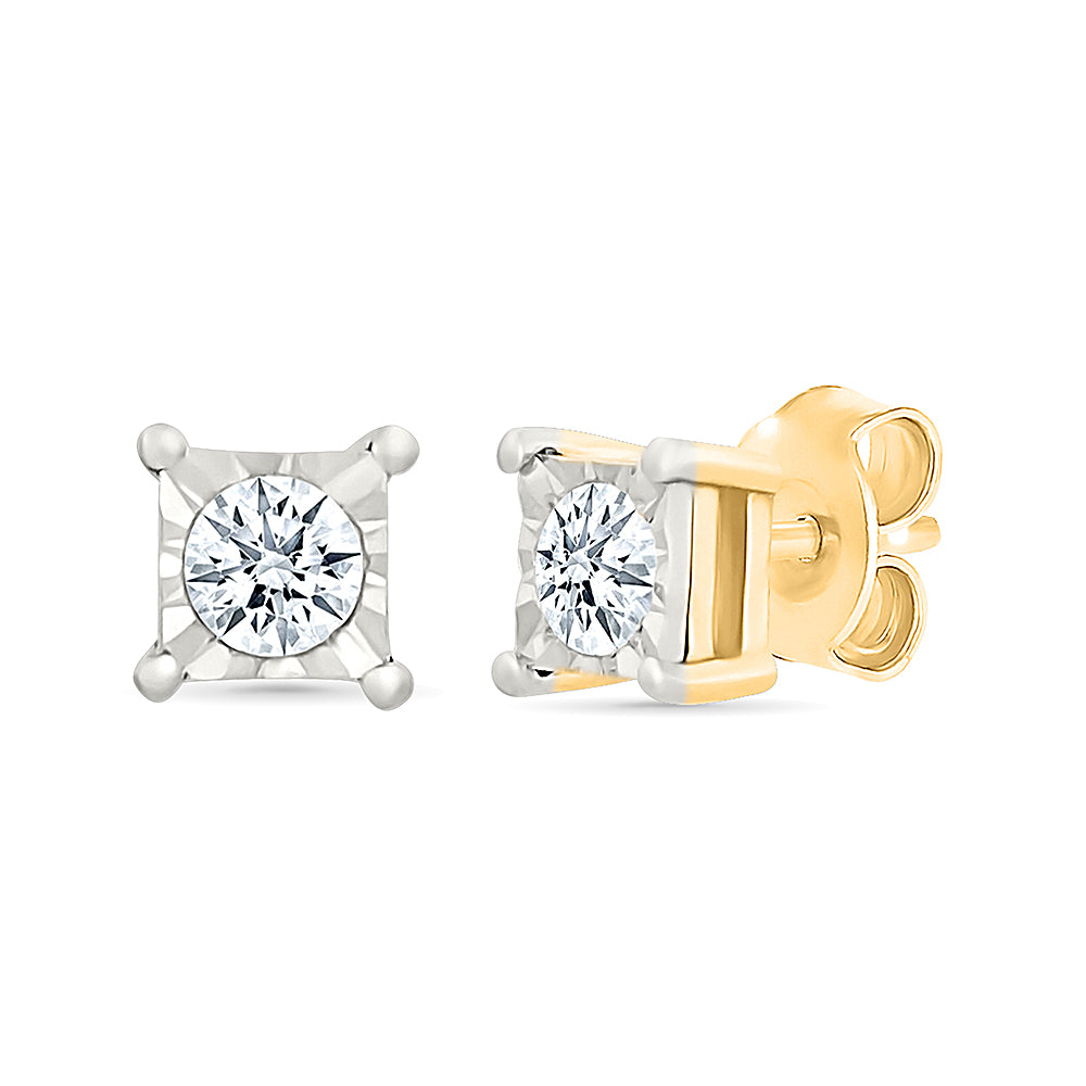 Square Gold & Diamond  Earrings