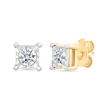 Square Gold & Diamond  Earrings