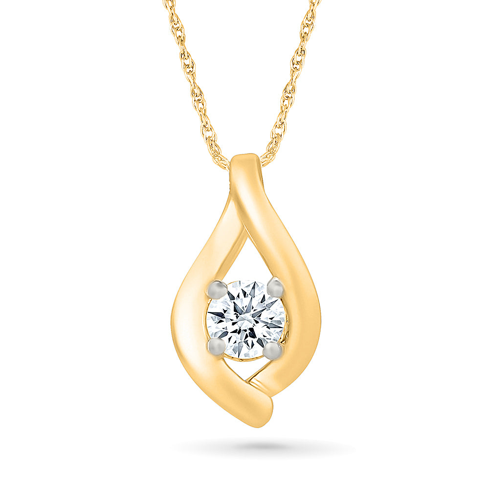 Teardrop Flame Gold & Diamond Pendant