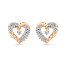 Gleaming Heart Gold & Diamond Studs Earrings