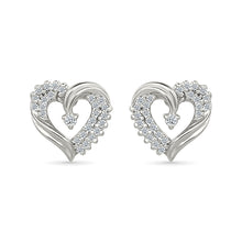 Gleaming Heart Gold & Diamond Studs Earrings