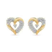 Gleaming Heart Gold & Diamond Studs Earrings