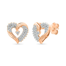 Gleaming Heart Gold & Diamond Studs Earrings