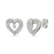Gleaming Heart Gold & Diamond Studs Earrings