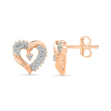 Gleaming Heart Gold & Diamond Studs Earrings