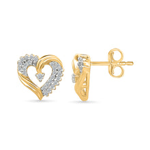 Gleaming Heart Gold & Diamond Studs Earrings