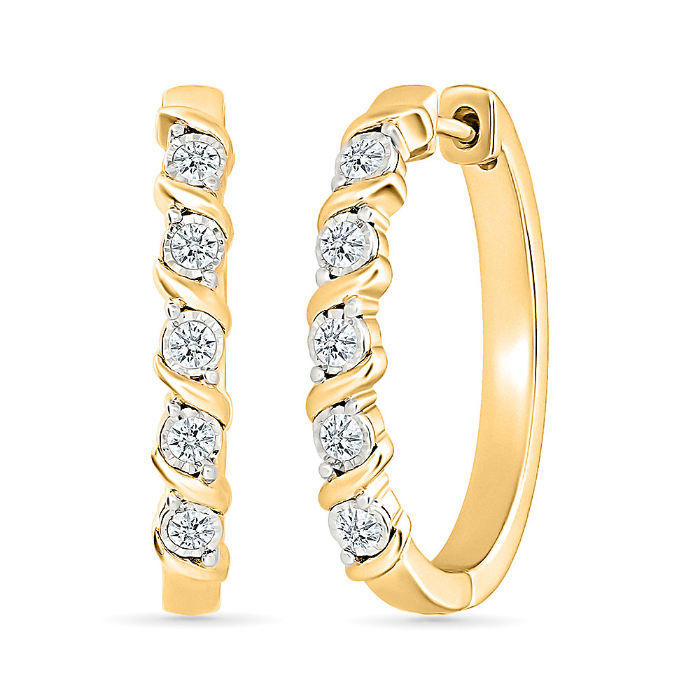Celestial Spiral Diamond Hoops Earrings