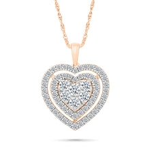 Dazzling Halo Diamond Heart Pendant