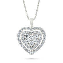 Dazzling Halo Diamond Heart Pendant