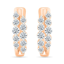 Double Row Diamond Hoop Earrings