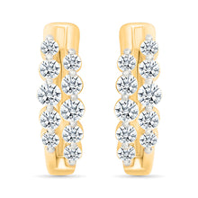 Double Row Diamond Hoop Earrings